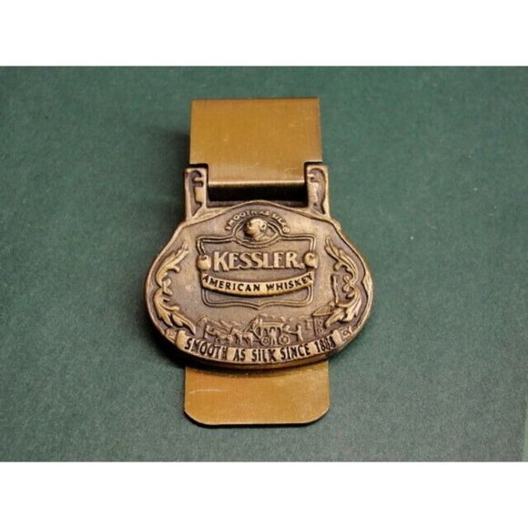 Kessler American Whiskey Money Clip Smooth As Silk Bronze Tone Credit Card Cash - Picture 9 of 10